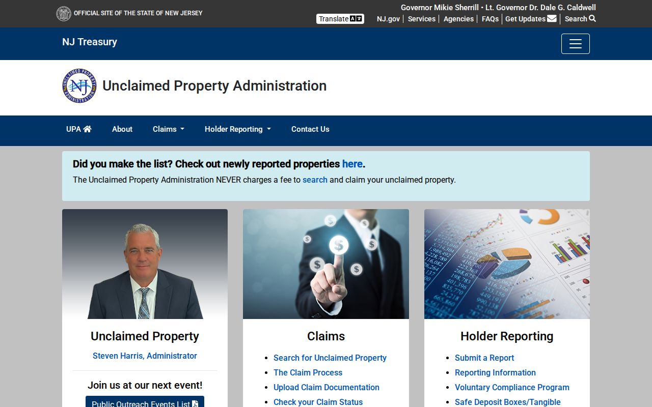 Monmouth residents directory New Jersey unclaimed property search