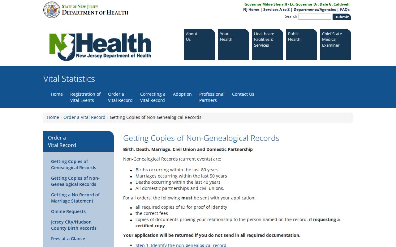 Monmouth residents directory New Jersey vital record eligibility